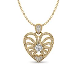 3 ctw Micro Pave VS/SI Diamond Certified Heart Necklace 14k Yellow Gold