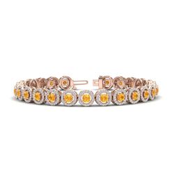 8.75 ctw Citrine & Micro Pave VS/SI Diamond Bracelet 14k Rose Gold