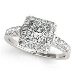 1.65 ctw Certified VS/SI Princess Diamond Halo Ring 14k White Gold