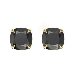 6 ctw Cushion Black Diamond Designer Earrings 18k Yellow Gold