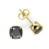 Image 2 : 6 ctw Cushion Black Diamond Designer Earrings 18k Yellow Gold
