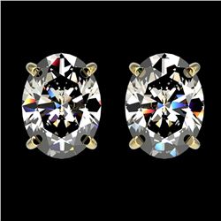 2.50 ctw Certified VS/SI Quality Oval Diamond Stud Earrings 10k Yellow Gold