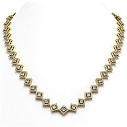 16.4 ctw Princess Cut Diamond Micro Pave Necklace 18K Yellow Gold