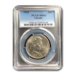 1918 Lincoln Illinois Centennial Half Dollar MS-63 PCGS