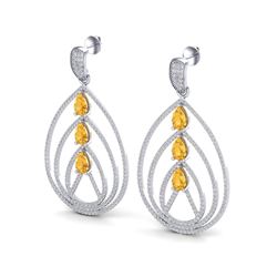 4 ctw Citrine & Micro Pave VS/SI Diamond Earrings 18k White Gold