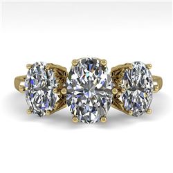 2.0 ctw Past Present Future VS/SI Oval Diamond Ring 18k Yellow Gold