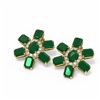 Image 3 : 35.99 ctw Emerald & Diamond Earrings 18K Yellow Gold
