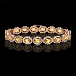 12.73 ctw Fancy Citrine & Diamond Micro Pave Halo Bracelet 10k Rose Gold