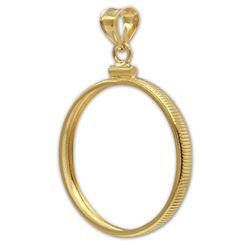 14K Gold Screw-Top Plain-Front Coin Bezel - 30.6 mm