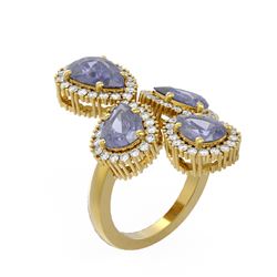 6.78 ctw Tanzanite & Diamond Ring 18K Yellow Gold