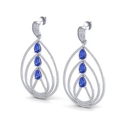 4 ctw Tanzanite & Micro Pave VS/SI Diamond Earrings 18k White Gold