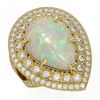 Image 1 : 11.19 ctw Certified Opal & Diamond Victorian Ring 14K Yellow Gold