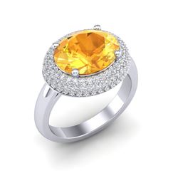 4 ctw Citrine & Micro Pave VS/SI Diamond Certified Ring 18k White Gold