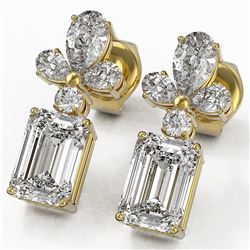 2.75 ctw Emerald Cut Diamond Designer Earrings 18K Yellow Gold