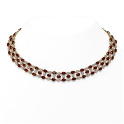 60.77 ctw Garnet & Diamond Necklace 10K Yellow Gold