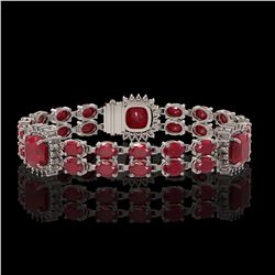 21.83 ctw Ruby & Diamond Bracelet 14K White Gold