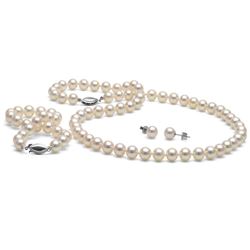 White Akoya Pearl 3-Piece Jewelry Set, 6.5-7.0mm