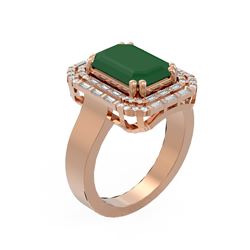 6.6 ctw Emerald & Diamond Ring 18K Rose Gold