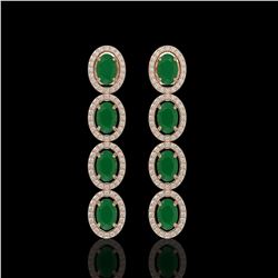 6.47 ctw Emerald & Diamond Micro Pave Halo Earrings 10k Rose Gold