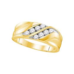 10kt Yellow Gold Mens Round Diamond Wedding Band Ring 1/2 Cttw