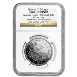 1 oz Platinum $100 Union George T. Morgan NGC UCAM