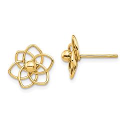 14k Yellow Gold Polished Flowers Post Earrings
