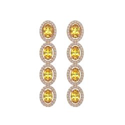 5.4 ctw Fancy Citrine & Diamond Micro Pave Halo Earrings 10k Rose Gold