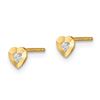 Image 2 : 14k Cubic Zirconia Diamond-Cut Heart Post Earrings
