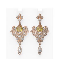 9.9 ctw Canary Citrine & Diamond Earrings 18K Rose Gold