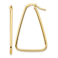 14k Yellow Gold Triangle Dangle Hoop Earrings - 1.5x24 mm