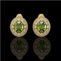 8.04 ctw Tourmaline & Diamond Victorian Earrings 14K Yellow Gold