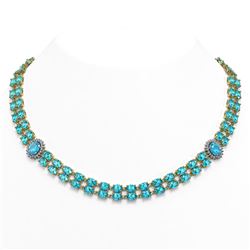39.28 ctw Swiss Topaz & Diamond Necklace 14K Yellow Gold