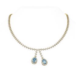 14.67 ctw Blue Topaz & Diamond Necklace 18K Yellow Gold