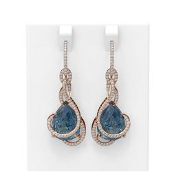 22.9 ctw Blue Topaz & Diamond Earrings 18K Rose Gold