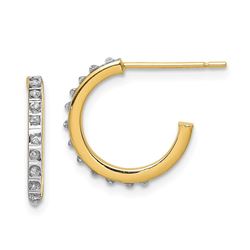 14k Yellow Gold Diamond Fascination Petite Hoop Earrings