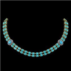 39.28 ctw Swiss Topaz & Diamond Necklace 14K Yellow Gold