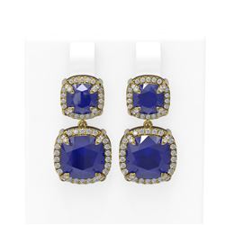 15.93 ctw Sapphire & Diamond Earrings 18K Yellow Gold