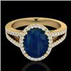 Image 1 : 3 ctw Sapphire & Micro Pave VS/SI Diamond Halo Ring 18k Yellow Gold