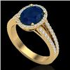 Image 2 : 3 ctw Sapphire & Micro Pave VS/SI Diamond Halo Ring 18k Yellow Gold