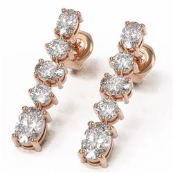3.78 ctw Oval Diamond Designer Earrings 18K Rose Gold
