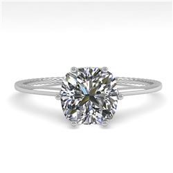 1.0 ctw VS/SI Cushion Diamond Art Deco Ring 14k White Gold