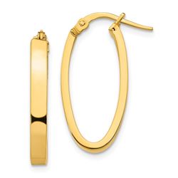 14k Yellow Gold Oval Hoop Earrings - 3 mm