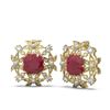 Image 2 : 12.23 ctw Ruby & Diamond with Pearl Earrings 18K Yellow Gold