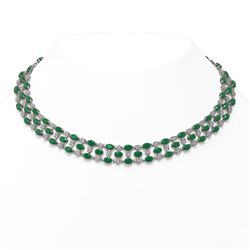 43.07 ctw Emerald & Diamond Necklace 10K White Gold