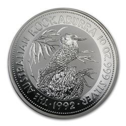 1992 Australia 10 oz Silver Kookaburra BU