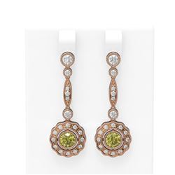 2.19 ctw Fancy Yellow Diamond Earrings 18K Rose Gold