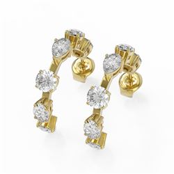 4.2 ctw Mix Cut Diamonds Designer Earrings 18K Yellow Gold