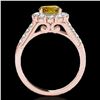 Image 2 : 2 ctw Certified SI/I Fancy Intense Yellow Diamond Halo Ring 10k Rose Gold