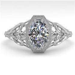 1.0 ctw VS/SI Oval Diamond Engagment Ring Art Deco 18k White Gold