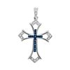 Image 1 : Sterling Silver Womens Round Blue Color Enhanced Diamond Cross Pendant 1/10 Cttw